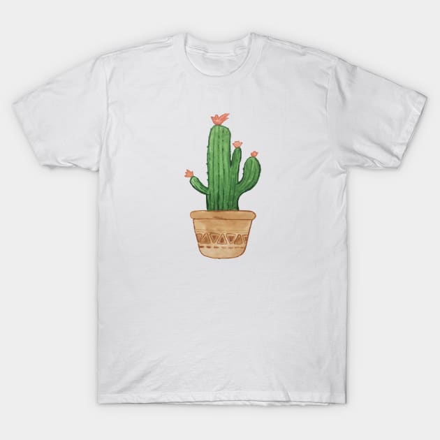 Watercolor flowering Cacti T-Shirt by chris@christinearnold.com